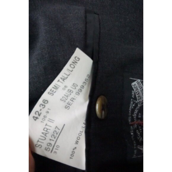 Paul Stuart Stuart II Dark Gray 100% Wool 2 Pc Suit Jacket Pants 42 semi long - Picture 10 of 12
